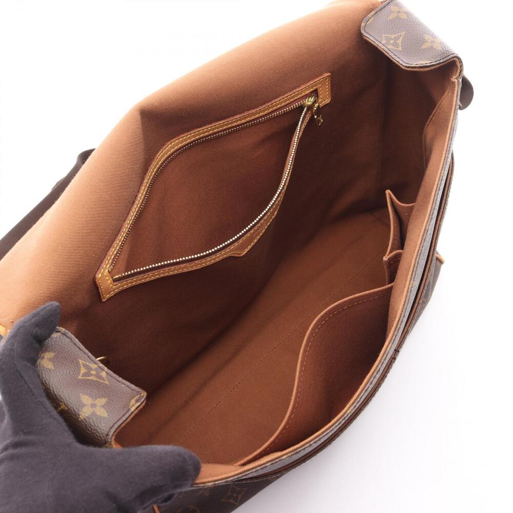 Louis Vuitton Bag Leather Abesses Monogram Canvas Shoulder Brown